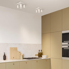 Carica l'immagine nel visualizzatore di Gallery, Lampadario Faretti Orientabili 4 Punti Luce Base GU10 max. 4x50W Due Montaggi Possibili Faretti Soffitto o Faretti Paret