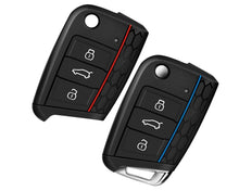 Carica l'immagine nel visualizzatore di Gallery, 2 custodie in silicone per chiavi compatibili con VW Golf 7 Skoda Seat 3 pulsanti rosso e blu (blu e rosso)