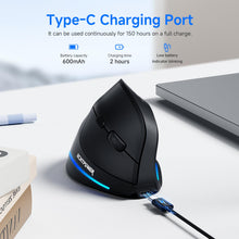 Carica l'immagine nel visualizzatore di Gallery, ECHTPower 2024 Upgrade Mouse Verticale Senza Fili 2.4GHz, 4800 DPI a 6 Livelli Regolabili, Porta Type-C, Scatto Silenzioso, con LED RGB, Mouse Ergonomico per Laptop, Desktop, PC, Macbook