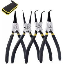 Carica l'immagine nel visualizzatore di Gallery, Pinze per Anelli di Sicurezza,Set 4 X 175 MM,Snap Ring Pliers Seeger, Maniglie Antiscivolo,Con Borsa di Tela
