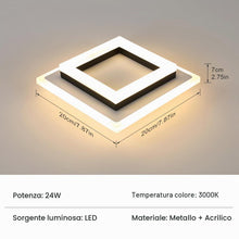 Carica l'immagine nel visualizzatore di Gallery, Lampada da Soffitto a LED, 24W Quadrata Moderno Nero