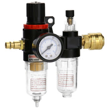 Carica l'immagine nel visualizzatore di Gallery, QWORK® Regolatore Pressione Compressore, 1/4" Separatore Acqua-Olio Filtro con Manometro per Compressore e Utensili Aria