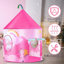 Carica l'immagine nel visualizzatore di Gallery, HOTUT Tenda per Bambini, Casetta da Giardino per Bambini con Luci Fatate e Adesivi Unicorno, Tenda da Gioco Castello da 