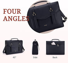 Carica l'immagine nel visualizzatore di Gallery, ECOSUSI Borsa per computer portatile 15.6 '' Borsa da donna in pelle PU grande capacità porta documenti donna per lavoro in pelle borsa a tracolla, Nero