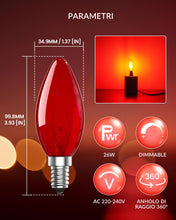 Carica l'immagine nel visualizzatore di Gallery, Lampadina Rossa E14 26W - Lampadina E14 Luce Rossa Regolabili SES C35 Lampadine Colorate per Camino Elettrico, Decorazio