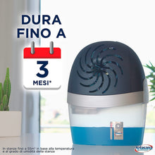 Carica l'immagine nel visualizzatore di Gallery, Ariasana Aero 360° kit assorbiumidità, deumidificatore ricaricabile non elettrico, assorbi umidità contro condensa e muffa, 1 dispositivo e 1 ricarica Tab lavanda da 450g