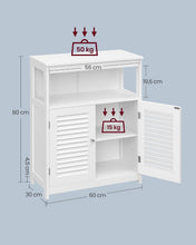 Carica l'immagine nel visualizzatore di Gallery, VASAGLE Mobile da Bagno, Mobiletto da Bagno e Cucina, Armadietto con Anta Doppia a Persiana, 30 x 60 x 80 cm, Bianco BBC40WT