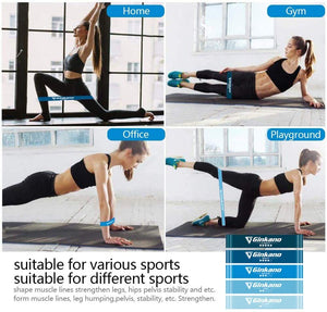 Fascia elastica per fitness, confezione da 5, fascia elastica di resistenza, 5 livelli di forza, in lattice naturale, attrezzatura per esercizi per sollevamento pesi, pilate/yoga, scatola di