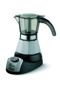 De'Longhi Alicia PLUS EMKM4.B Caffettiera Moka Elettrica 2-4 Tazze, 450 W, Nero/Argento