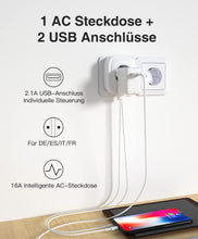 Carica l'immagine nel visualizzatore di Gallery, GHome Smart Presa intelligente Wi-Fi con USB, presa Alexa, confezione da 4 pezzi, misura il consumo energetico, presa WiFi con telecomando, controllo vocale e timer, compatibile con Alexa, Google Home