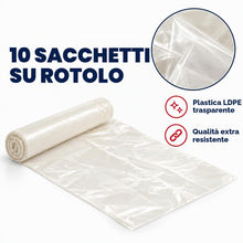 Carica l'immagine nel visualizzatore di Gallery, HOME It® Sacchi per rifiuti in LDPE extra resistenti, trasparenti, 50 µm, 870 × 1360 mm, 240 litri, 10 pezzi per rotolo,