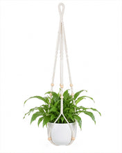 Carica l'immagine nel visualizzatore di Gallery, Bamworld Portavasi Sospeso Macrame per Piante da Interno 85 cm, Cesto Appendibile con Perline Legno, Senza Nappe Decoraz