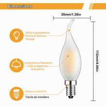 Carica l'immagine nel visualizzatore di Gallery, Lampadina LED E14, forma a fiamma, 4 W, sostituisce lampadine alogene da 40 W, 360 lumen, 2700 K, luce bianca calda, 6 p
