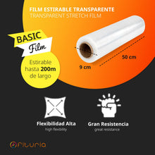 Carica l'immagine nel visualizzatore di Gallery, OFITURIA Pellicola Trasparente per Imballaggio, Plastica per Imballaggio Traslochi, Pellicola Trasparente Protettiva, Pellicola Imballaggio Mobili, Scatole Cartone Trasloco e Oggetti (1pz - Basic)