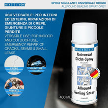 Carica l'immagine nel visualizzatore di Gallery, WEICON Spray Sigillante Impermeabilizzante Universale, Materiale Plastico Liquido Impermeabile, 400ml, Colore Grigio