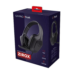 Trust Gaming GXT 415 Zirox Cuffie Gaming Leggere con Driver da 50 mm per PC, Xbox, PS4, PS5, Switch, Mobile, Jack Audio 3.5 mm, Cavo 2m, Cuffie con Microfono Over-Ear - Nero