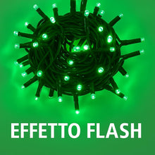 Carica l'immagine nel visualizzatore di Gallery, Catena Luminosa LED, catenaria 10 Metri da esterno, 100 Luci, IP65 Impermeabile e Prolungabile con Effetto Flash, per Na