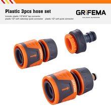 Carica l'immagine nel visualizzatore di Gallery, GRIFEMA GE1103 Kit connettore per tubo da giardino con connettore Waterstop da 1/2", attacco rapido da 1/2" e raccordi femmina Premium da 1/2" - 3/4" Grigio - Arancione[Esclusiva Amazon]