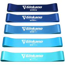 Carica l&#39;immagine nel visualizzatore di Gallery, Fascia elastica per fitness, confezione da 5, fascia elastica di resistenza, 5 livelli di forza, in lattice naturale, attrezzatura per esercizi per sollevamento pesi, pilate/yoga, scatola di