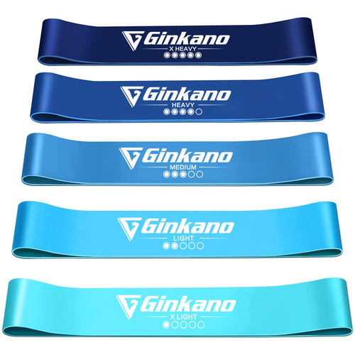 Fascia elastica per fitness, confezione da 5, fascia elastica di resistenza, 5 livelli di forza, in lattice naturale, attrezzatura per esercizi per sollevamento pesi, pilate/yoga, scatola di