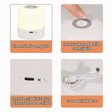 Carica l'immagine nel visualizzatore di Gallery, Lampada da Comodino Touch Dimmerabile Mini Lampada da Tavolo senza Fili Lampada LED Ricaricabile con 3 Modalità Lampada 
