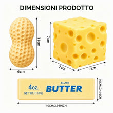 Carica l'immagine nel visualizzatore di Gallery, 3 Pezzi Butter Cheese Arachide Squishy, Realistico Giocattoli Schiacciare A Forma Arachide Portatili Giocattoli Fidget L