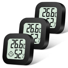 Carica l'immagine nel visualizzatore di Gallery, Flintronic Igrometro Termometro per Interni, 3 Pezzi Mini LCD Digitale Thermometer con Emoji, per Casa Monitor di Temper