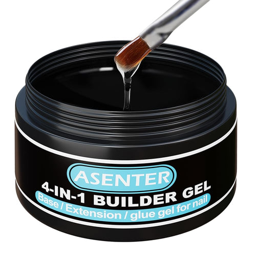 ASENTER Base Gel UV Ricostruzione Unghie 4 in 1 Costruttore Monofasico Estendere Rinforzo 30g Autolivellante-Facile Lavorabilità