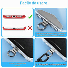 Carica l'immagine nel visualizzatore di Gallery, 4 pezzi Pad Universale per Cordino, Toppa per Laccio Telefono con Anello in Metallo, Patch Porta Cellulare, Acciaio Inox