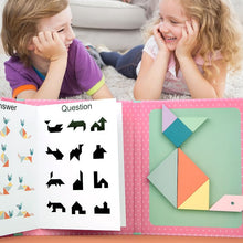 Carica l'immagine nel visualizzatore di Gallery, NIWWIN Tangram magnetico di legno, gioco di puzzle, giocattoli da costruzione, gioco di viaggio, esercizio mentale, libro QI con soluzioni, giocattolo educativo per bambini,3 4 5 6 anni. (blu)