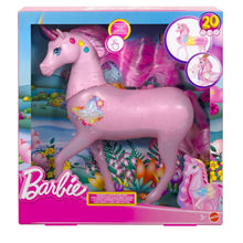 Carica l'immagine nel visualizzatore di Gallery, Barbie - Unicorno Luci Brillanti, cavallo con 20 combinazioni interattive di luci, suoni e musica, premi i pulsanti e accarezza la testa per attivarlo, giocattolo per bambini, 3+ anni, JCP78