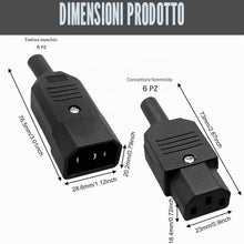 Carica l'immagine nel visualizzatore di Gallery, Spina di alimentazione IEC 320 da C14 maschio a C13 femmina AC 250 V, spina IEC 320 C14 per prolunga IEC, prolunga di co