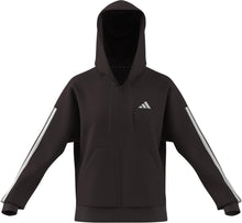 Carica l'immagine nel visualizzatore di Gallery, adidas Donna Essentials 3-Stripes Full-Zip Fleece Hoodie, Shadow Brown/White, XS
