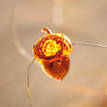 Carica l'immagine nel visualizzatore di Gallery, Lights4fun Catena Luminosa di Foglie Autunnali Zucca Ghianda con 30 Micro LED Bianchi Caldi a Pile con Timer Decorazione
