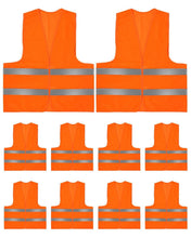 Carica l'immagine nel visualizzatore di Gallery, 10 Pezzi Gilet Catarifrangente Alta Visibilità - Giubbotto Sicurezza 2 Strisce Riflettenti per Edili, Ciclisti, Running,