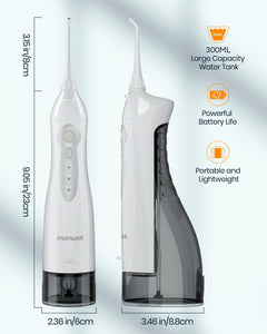 Flosser D'Acqua Per Denti, Irrigatore Orale Portatile Flosser Dentale Per Acqua Ipx7 Impermeabile 300 Ml 3 Modalità 4 Punte Jet Pulizia Profonda, Ricaricabile Usb Per Viaggi Con Approvazione FDA