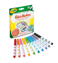 Carica l&#39;immagine nel visualizzatore di Gallery, Crayola – Pennarelli per tessuti, 10 pezzi, rosso, rosa, arancione, giallo, violetto, verde chiaro, blu, azzurro, grigio, nero, Per decorare magliette e oggetti in tessuto, 58-8633