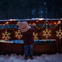 Carica l'immagine nel visualizzatore di Gallery, Luci Solari Da Fata Da Esterno Fiocchi Di Neve Grandi 3 Pezzi 4 m Illuminazione Natalizia Da Esterno Luci Solari Bianche