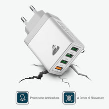 Carica l'immagine nel visualizzatore di Gallery, Caricatore USB, 4 Porte Caricatore USB da Muro 40W QC 3.0 Carica Rapida CaricabatterieUSB Multiplo Alimentatore PresaUSB per iPhone 15 14 13 12 11 X, Samsung Galaxy S21 S20 A71 A51, Xiaomi, Huawei