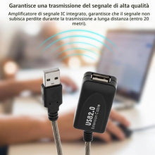 Carica l'immagine nel visualizzatore di Gallery, QWORK® Cavo di prolunga USB 10M, connettore USB 2.0 maschio a femmina in alluminio, per lettore di schede, computer, tas