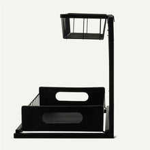 Carica l'immagine nel visualizzatore di Gallery, Amazon Basics, Organizer Portaoggetti Sottolavello con Inserti per Vassoi, a Forma di L, Organizer Estraibile per Armadietto, Vassoio Inferiore Scorrevole, Confezione da 2, Nero