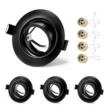 Carica l'immagine nel visualizzatore di Gallery, GeyouLux 4x Faretti da Incasso GU10 Telaio Nero, Orientabile 45°, Cornice in Metallo Ø84mm Piatta, Foro 68-75mm, Attacco
