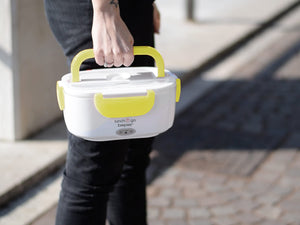 BEPER 90.920G Lunch & Go Scaldavivande Elettrico Portatile con 2 Contenitori Removibili e Posate Incluse, 220V, Giallo