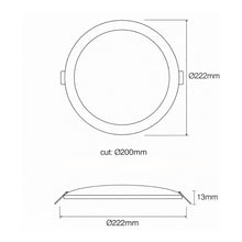 Carica l'immagine nel visualizzatore di Gallery, JANDEI – Confezione da 4 faretti LED da incasso rotondi, 18W, 1500 lumen, extrapiatti 13 mm, foro di montaggio Ø200-205 