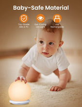 Carica l'immagine nel visualizzatore di Gallery, KOOFIT Luce Notturna Bambini, Lampada Notturna per Bambini con 8 Colori RGB e Timer, USB Ricaricabile Lampada da Comodin