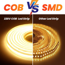 Carica l'immagine nel visualizzatore di Gallery, XUNATA Striscia LED COB 220V, Alta Luminosità 360 LED/m, IP65 Impermeabile, Ogni 50 cm di Taglio, Nastri LED Flessibile Luce (Bianco Naturale, 2m)