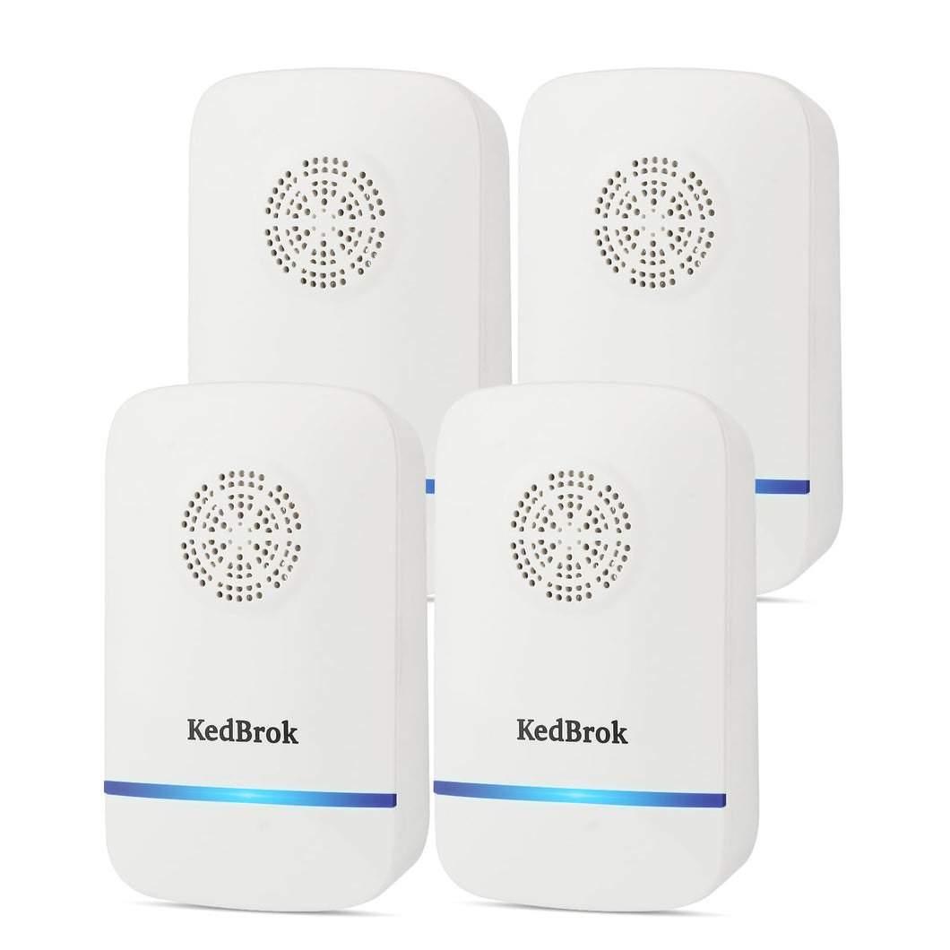 KedBrok Antizanzare Ultrasuoni 4 Pack, Professionale Repellente Ultrasuoni per Topi da Interno Dissuasore per Zanzare, Topi, Ratti, Insetti, Scarafaggi, Cimici, Formiche, Ragni