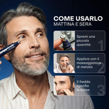 Carica l'immagine nel visualizzatore di Gallery, SERLINOLAB Contorno Occhi Uomo - Crema Anti Borse, Occhiaie e Rughe - con Caffeina, Acido Ialuronico e Argireline (Pepti