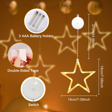 Carica l'immagine nel visualizzatore di Gallery, Anmossi LED Luci di Natale,3 Pezzi Tenda Luci Natalizie a Batteria,10 LED Tenda Luminosa con Stelle,Bianco Caldo,Timer,Luci Natale Decorativa per Natale,Finestra,Matrimoni,Feste