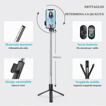 Carica l'immagine nel visualizzatore di Gallery, Asta Selfie Treppiede 3 in 1 Asta Selfie Bluetooth, Selfie Stick Treppiede Bastone Selfie Bluetooth estensibile Telescop